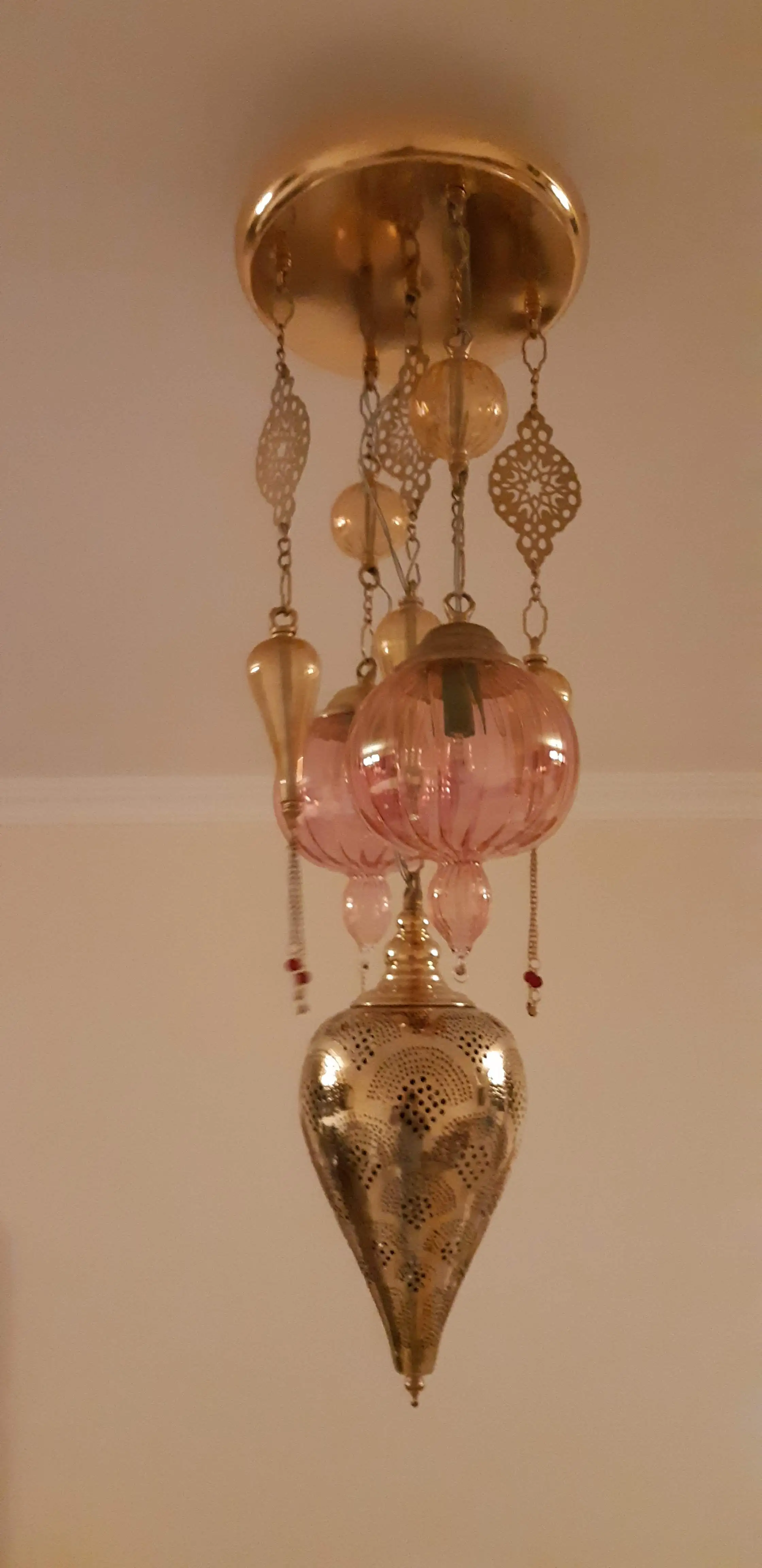 Handmade Brass cooper lighting ceiling lights , handmade decorative Moroccan Egyptian made light shade light hand blown glass
