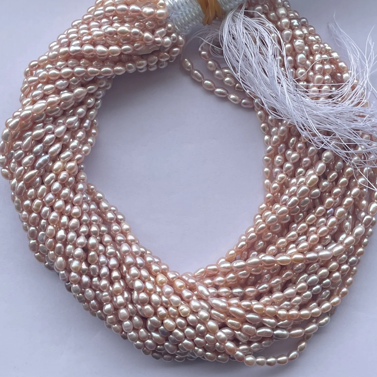 4mm 5mm Natural Rose Pink Color Freshwater Pearl Stone Rice Beads Strands Strings at Best Wholesale Factory Price Online Regular