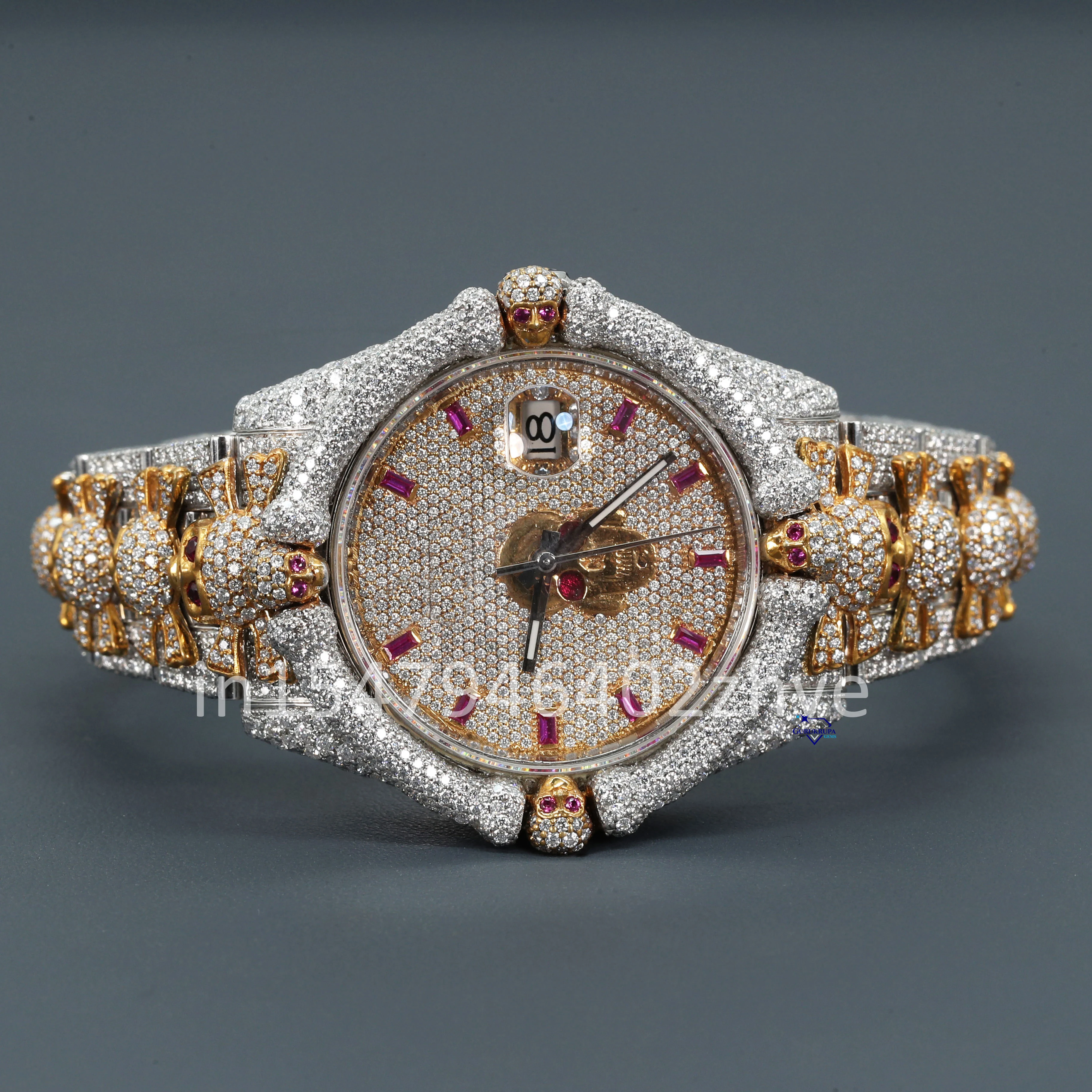 Crafted wrist wear moissanite diamond watch with a stainless steel body accessories and it radiates with VVS clarity diamonds