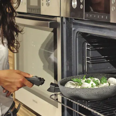 Top quality made in Italy aluminium non stick frying pan extra thickness with removable handle for induction cooking oven safe