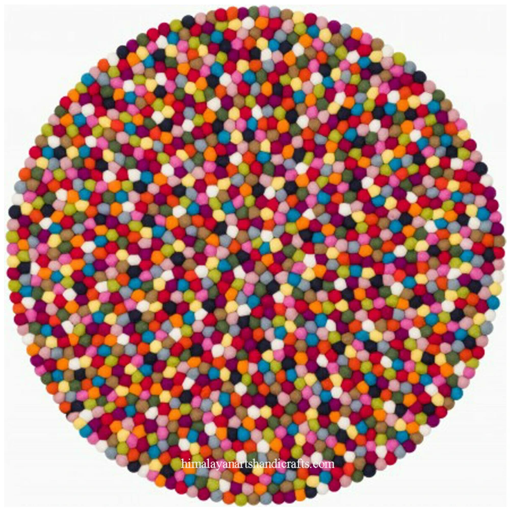 Handmade in Nepal Felt Ball Rugs/Carpets