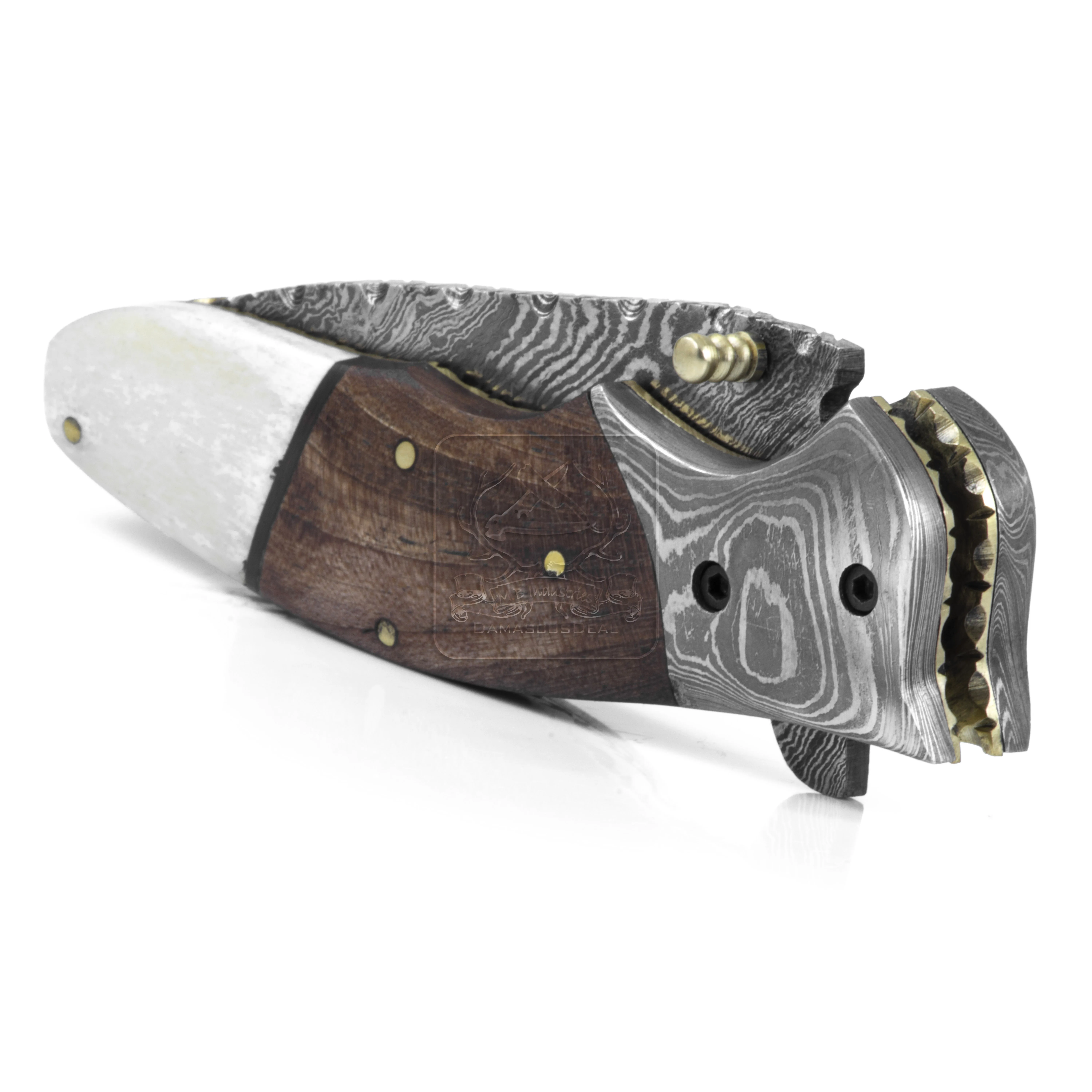 Damascus Steel Folding Knife DD-FK-664 Walnut Wood Knife Outdoor Survival Hunting Knife Multi Tool Bushcraft Camping