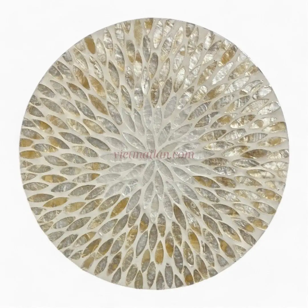 Yellow Mother of pearl Placemats handmade luxury eye-catching home mother of pearl tableware placemat from Viet Nam