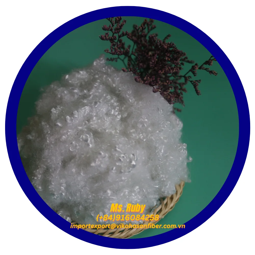 PET Flakes HCS White Grade Polyester Staple Fibers 3D Fine Hollow Low Price Manufacturer-Vikohasan Stuffing Pillows Clothes Toys