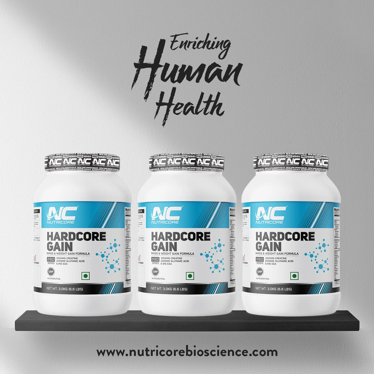 Wholesale Hardcore Gain Flavored Mass Gainer Supplement 3kg Packaging Size