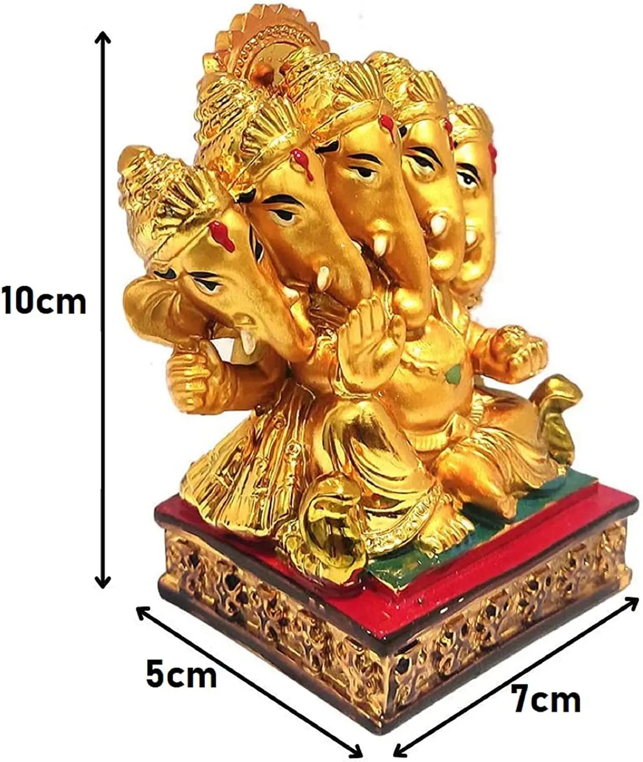 Polyresin Panchmukhi Ganesh Idol Handicraft 5-Face Ganesha Murti Home Decoration Elephant God Ganesh