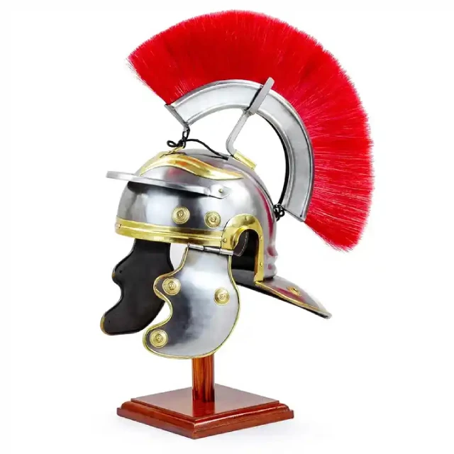 Wholesale Handicrafts Medieval Century Red Crest Roman Centurion Gallic Smiths Helmet for Gladiators Warriors for LARPERS