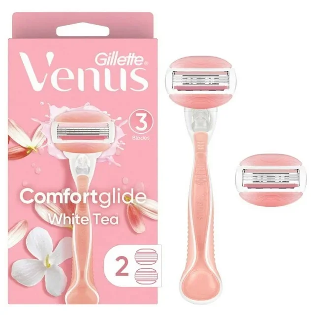 Gillette Venus ComfortGlide белая чайная Женская бритва ручка + 2 лезвия заправки