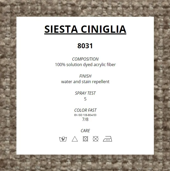 100% high quality solution dyed acrylic fabric for outdoor furnishing - Siesta ciniglia taupe