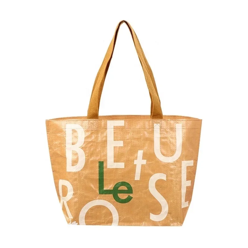 Durable Material Large Capacity Embroidered Handles PP Woven Boat Shape Bag With Waterproof Lamination Small Size