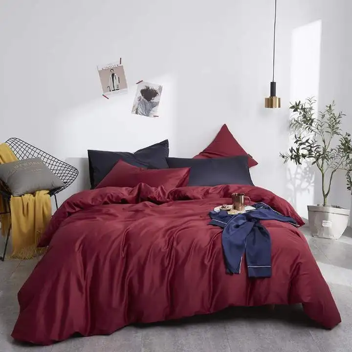 wholesale luxury 100% Polyester Fibre Cover set Custom LOGO bedding set solid color Muslim Duvet cover double set