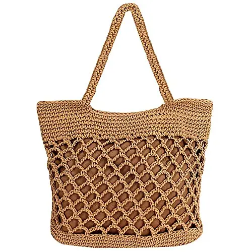 Crochet Bag Multi Color Straw Bags for Women, Straw Vintage Handbag Handwoven Bag Daily Use Casual Summer Beach Handmade Fashion