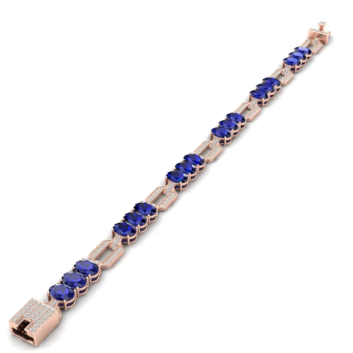REYES Fashion Design 925 Sterling Silver Blue Sapphire Gemstone Bracelets for Women Oval Cut 0.51 Carat Moissanite Bracelets