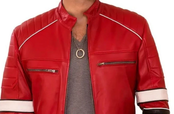 Men Fashion Red Cow Leather Jacket/Men leather Jackets/Made in Pakistan Leather Jackets For Men