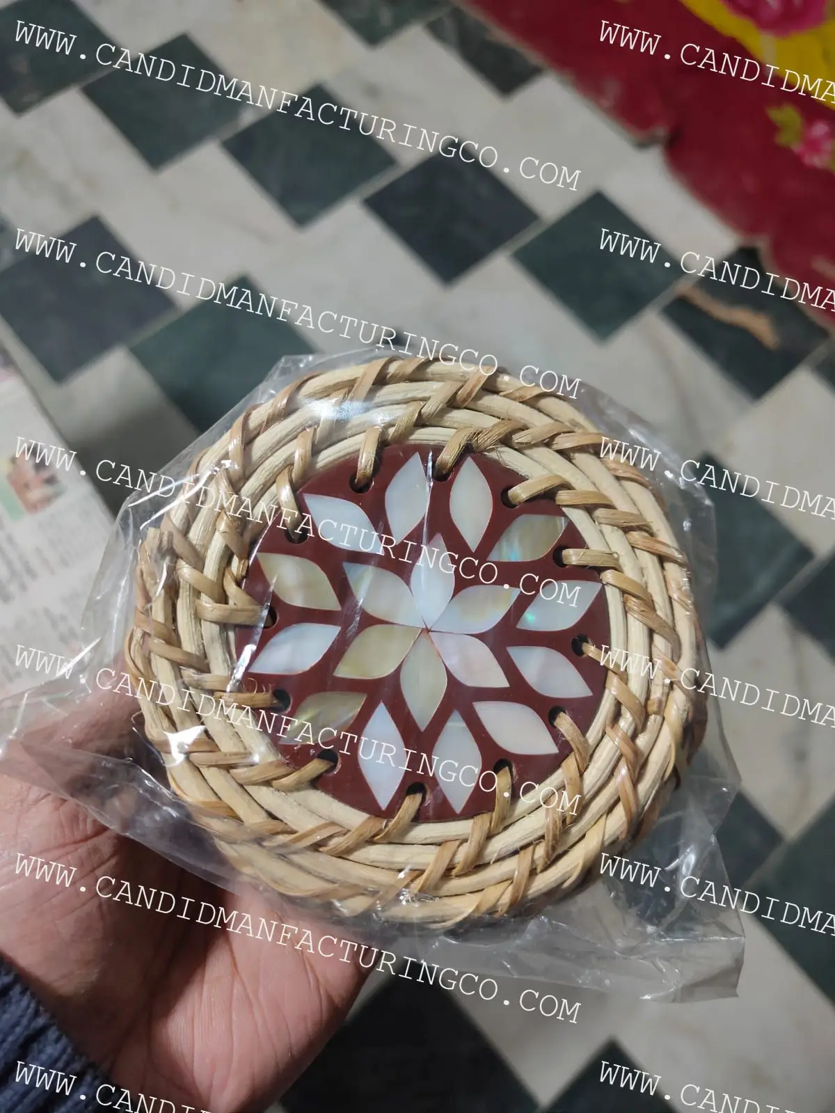 Modern Design Luxury Tea Serving Coasters Set of Mother Of Pearl Coasters For Living room Decoration Ramadan Eid Gift Wholesale