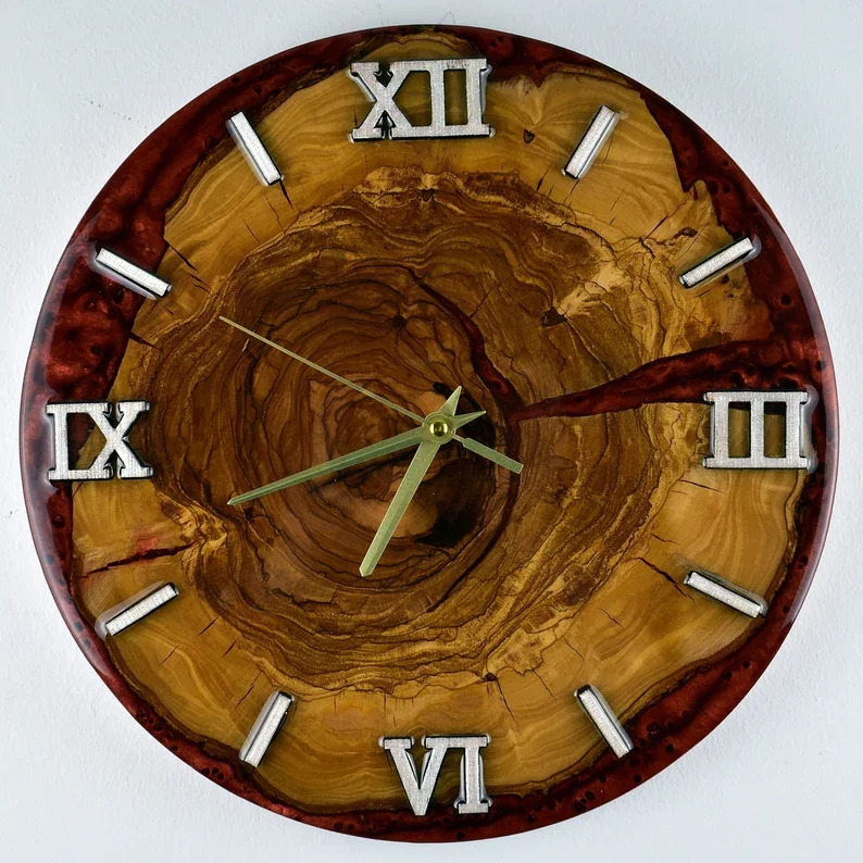 Triangle Shape Epoxy Resin & Cracked Wood Best Quality Unique Design Wooden Wall Clock/Wall Watch