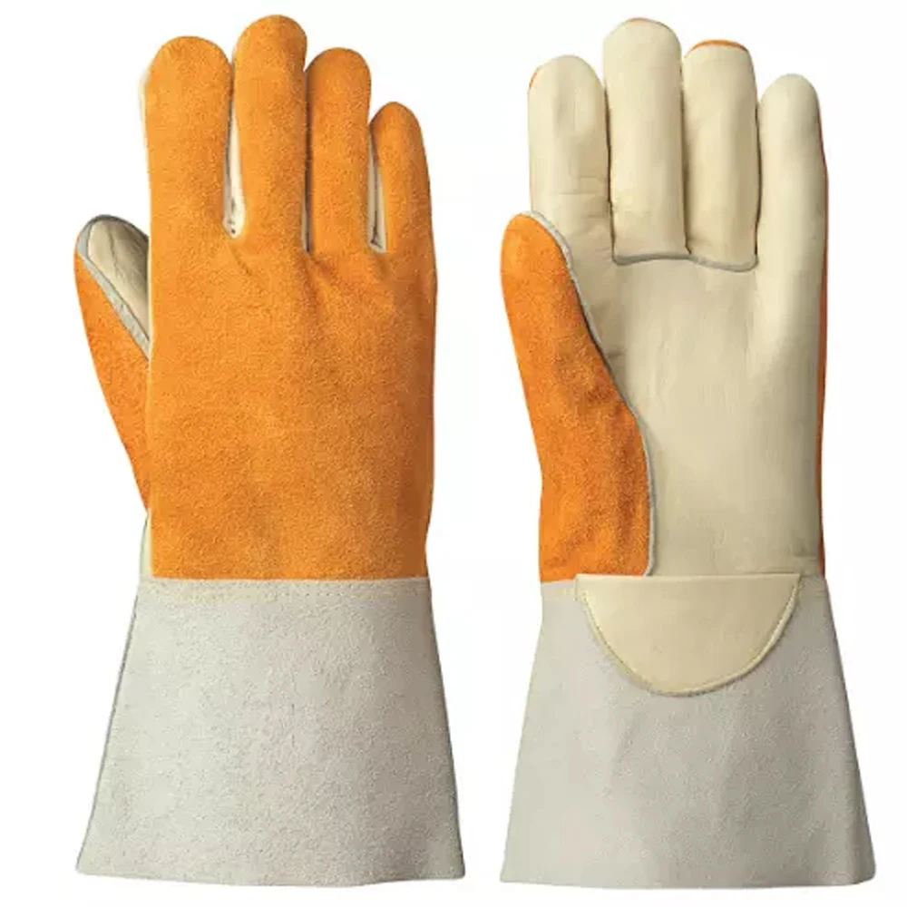 Wholesale Best Quality Standard Grain Leather Long Sleeve Custom Printed Logo Welding Working Gloves Work Welding Gloves