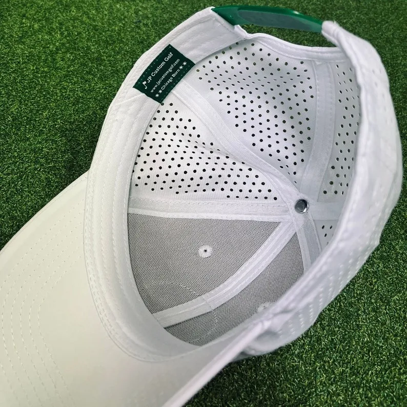 Custom Embroidery Logo 5 Panel Sport  Gorras Dad Cap White Performance Golf Laser Cut Hat Waterproof Baseball Hat