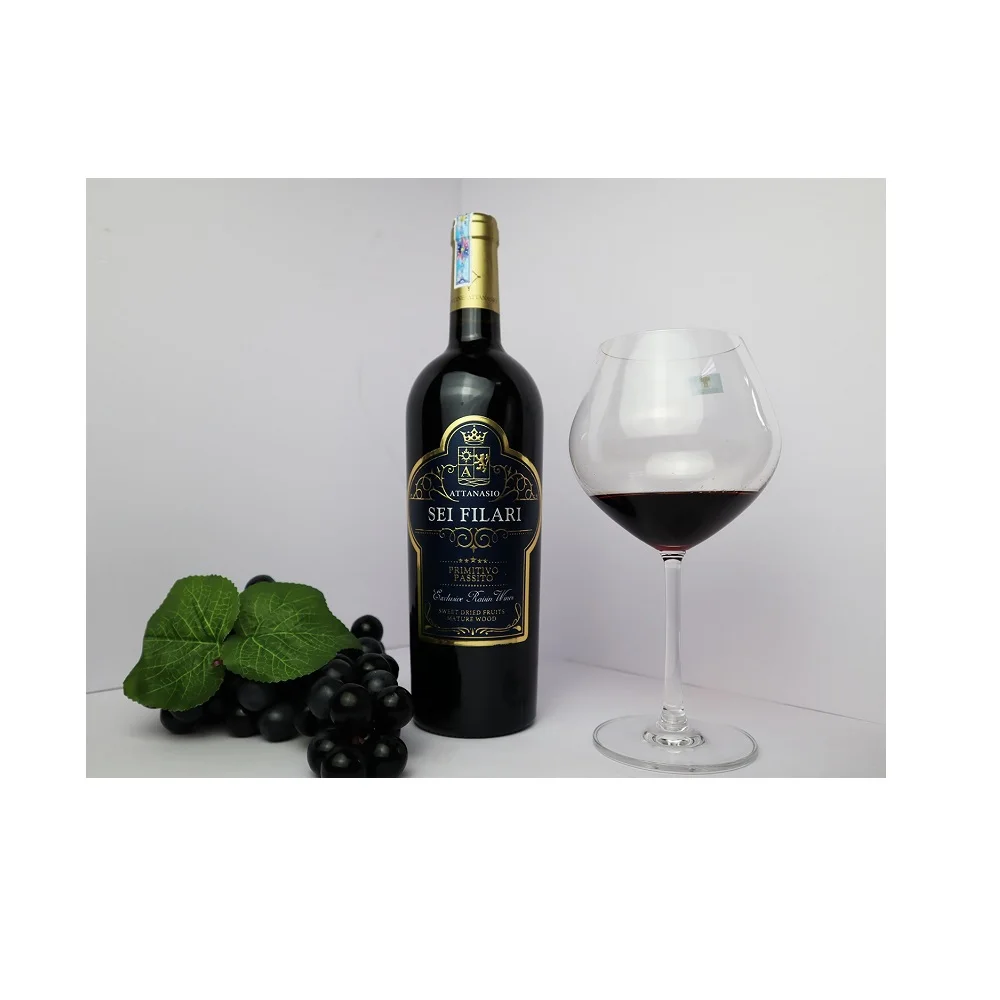 Smells of ripe taste elegant fruit competitive grape wine supplier Attanasio Sei filari Primitivo Passito from Italy