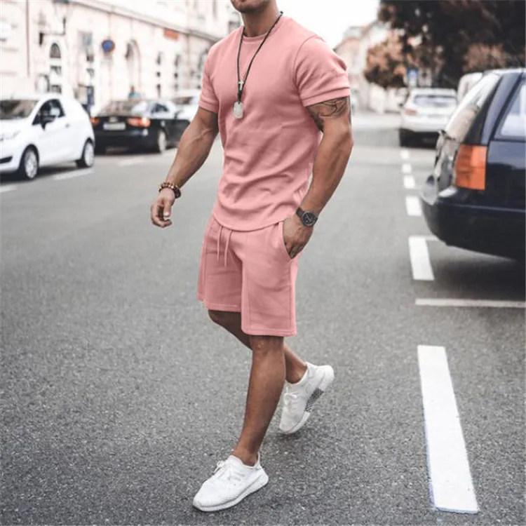 Summer Collection Custom Logo Or Design Cotton Gym Men T Shirt Jogging Wear Round Neck 2 Piece With Shorts
