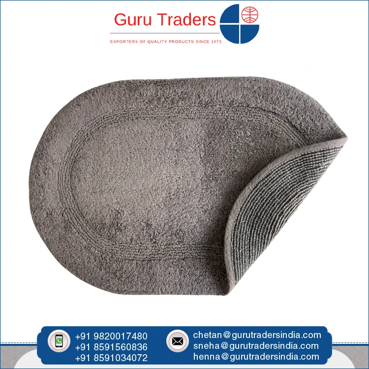 Highest Selling Water Absorbent Superior Quality 100% Cotton Solid Oval Bath Mat Available at Discounted Market Price