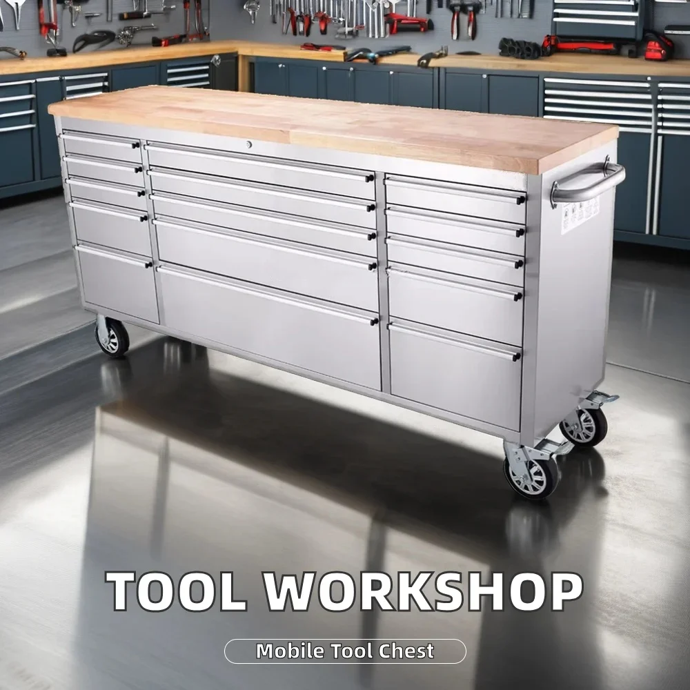Rolling Tool Chest Storage Locker Garage Cabinet Set with Cupboards and Shelves for Workshop & Toolbox Organization