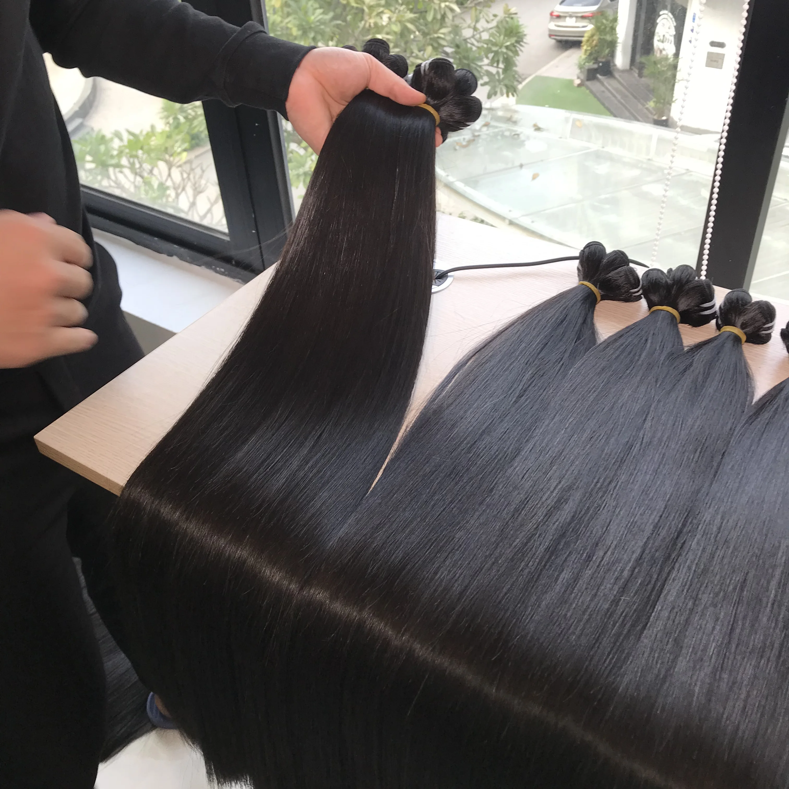 Оптовая продажа супер двойные натянутые вьетнамские Прямые Человеческие волосы для наращивания 100% человеческие Вьетнам