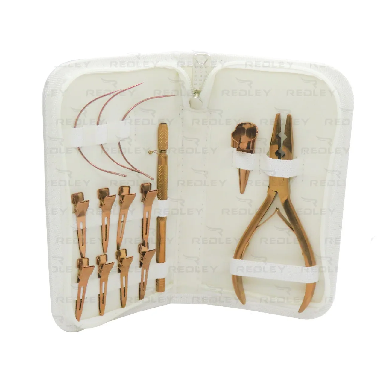 Hand Tied Hair Extension Tool Kit Set With Needle Professional Hair Extension & Beading Tool Kit Plier With Leather Pouch