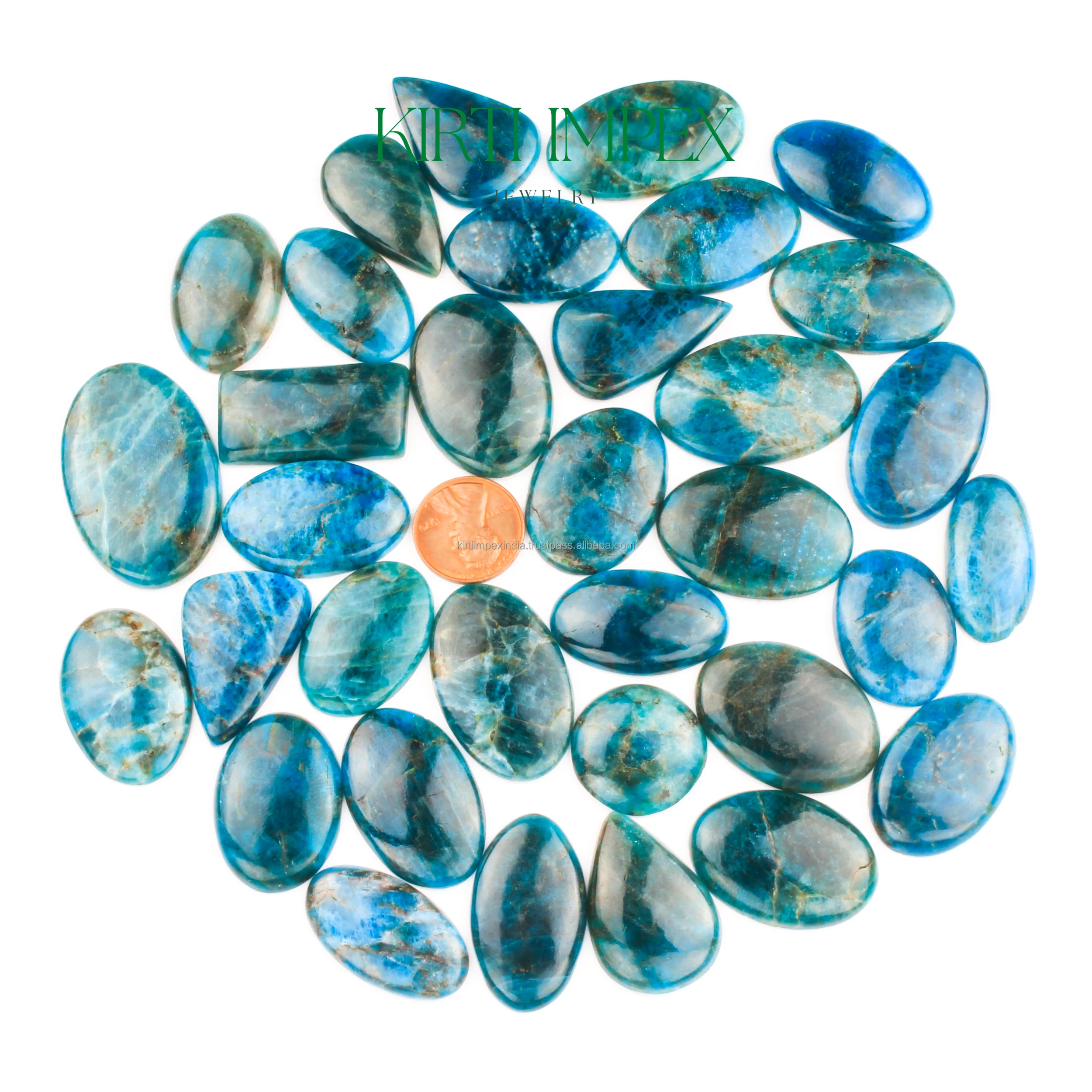 Blue Apatite Cabochons Flatbacks For Jewelry Making Cabochons Affordable Wholesale Loose Gemstones