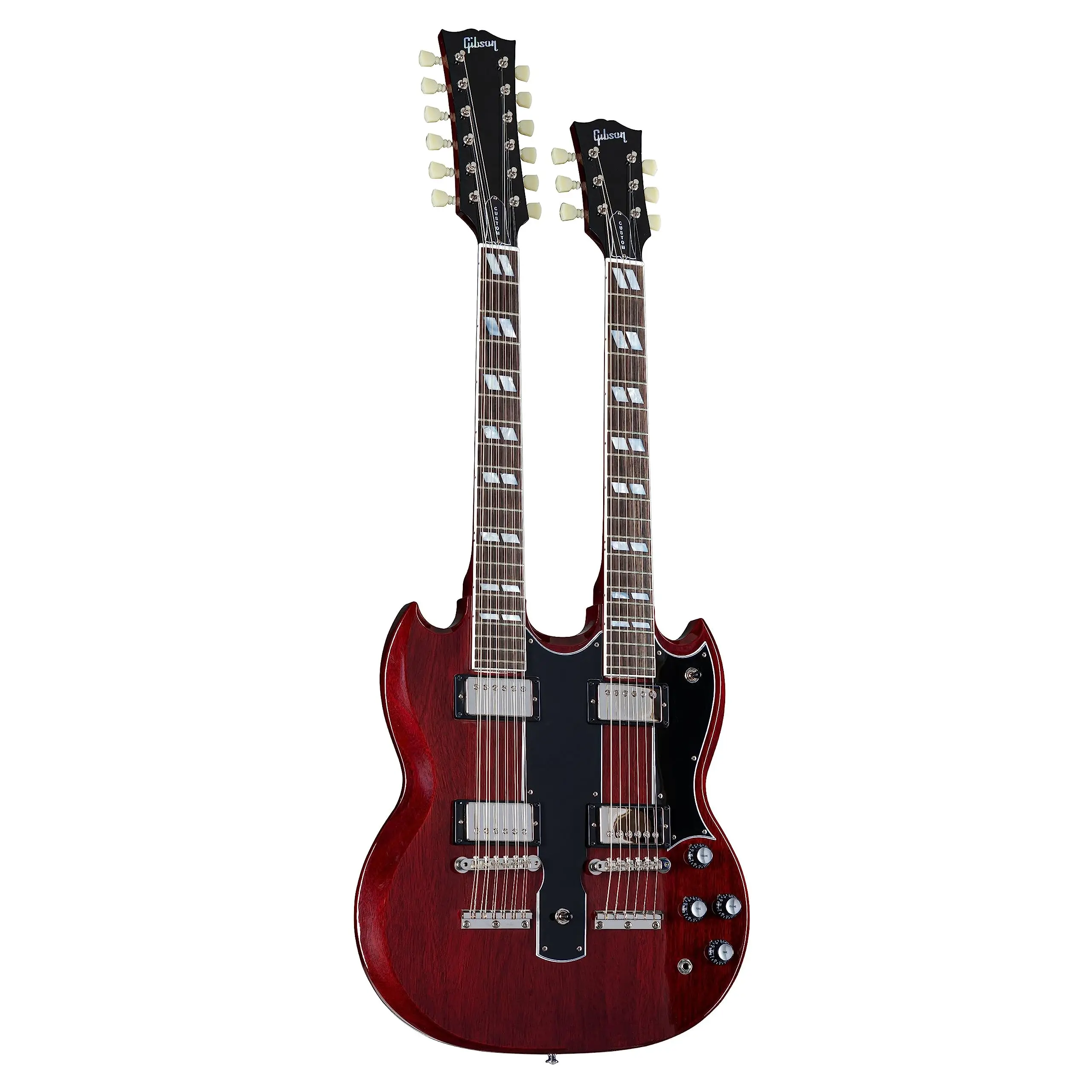 Innovation Promotion Products Factory Double Neck Silver Electric Guitar with Chrome Hardware Offer Customize