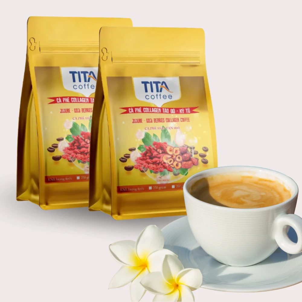 Robusta Arabica Coffee with Jujube Goji Berries Collagen Sweet Taste OEM Wholesale 6in1 Creamy Fruity Flavoured Instant Coffee