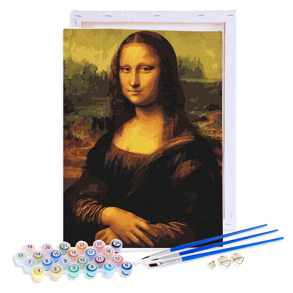 Hot Selling Mona Lisa Diy Oil Painting By Numbers For Art Wall Decor Sunflowers Drawing On Canvas Paint By Numbers