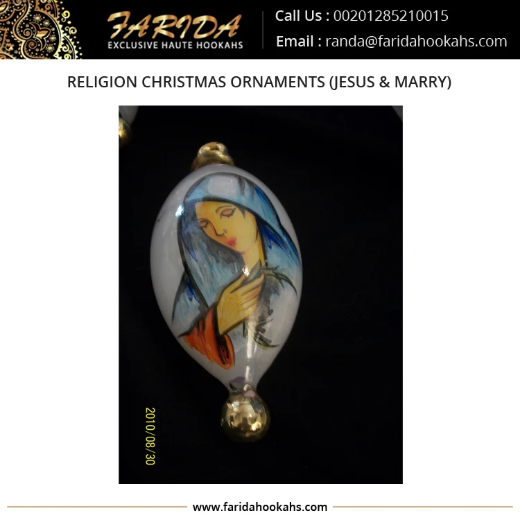 Unique Design Egyptian Luxury Glass Christmas Decoration Handmade Religion Christmas Ornaments (Jesus & Marry)