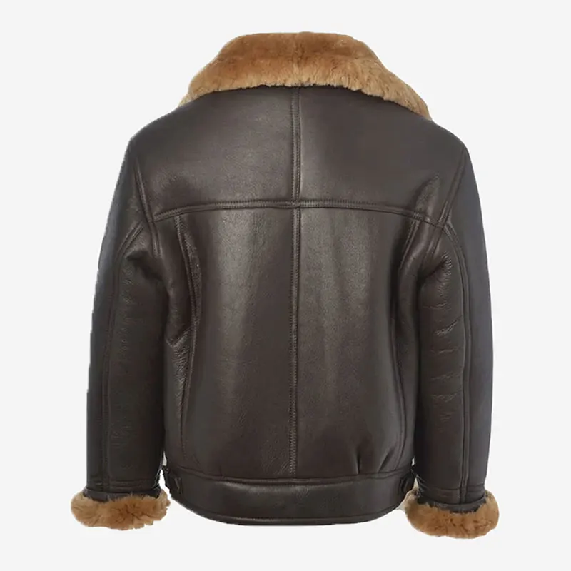 Mens Aviator Raf B3 Leather Bomber Flying Jacket WWII Pilot Real Sheepskin Shearling Leather Jacket