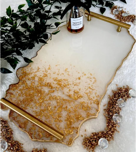 Top Grade Serving Platter New Arrival Resin Tray Indian Exporters on Sale Decorative Border Resin Tray