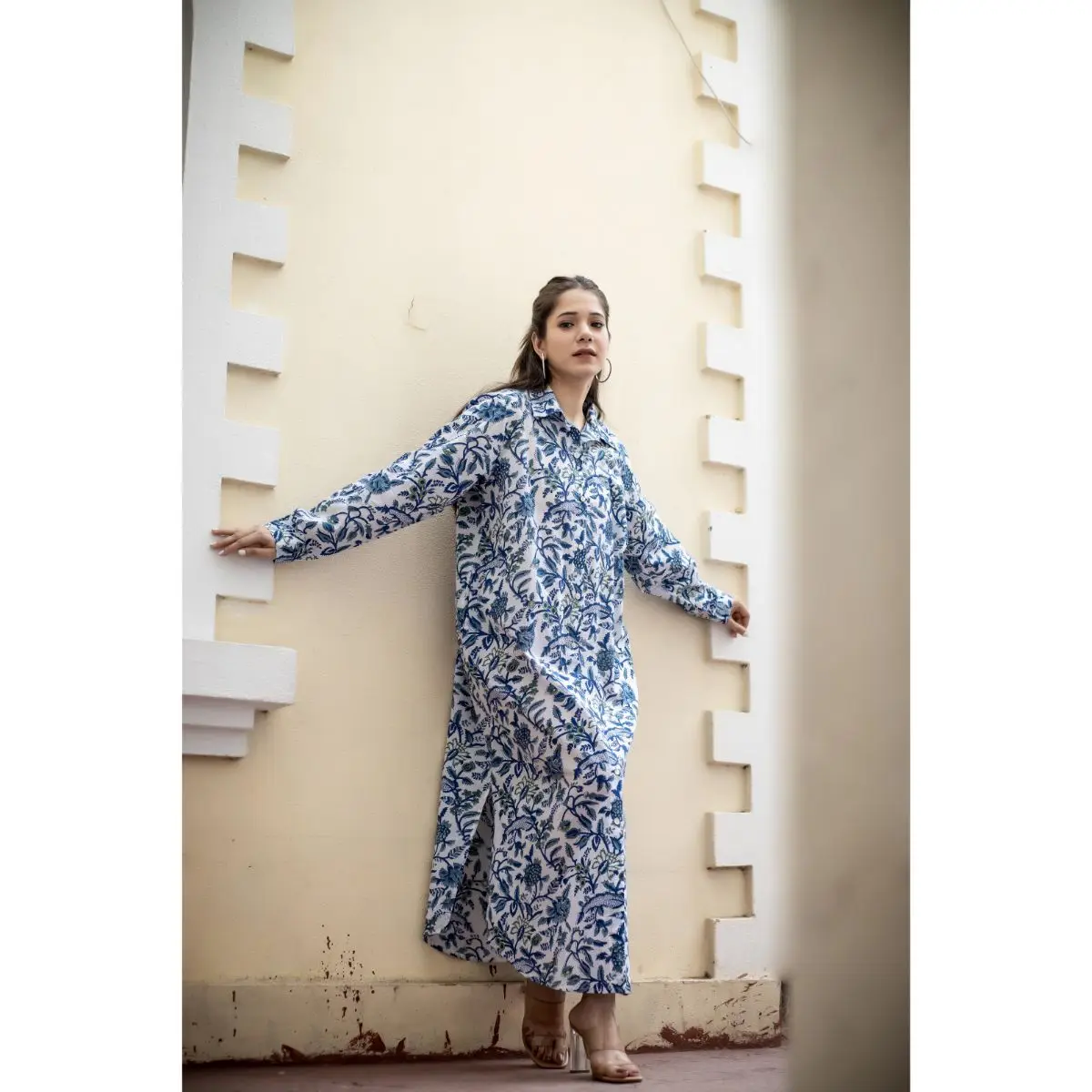 Wholesale Indian Cotton Floral Block Print Boho Hippie Style Dress Handmade Summer Cotton Dress Midi Gown Party Wear Dress