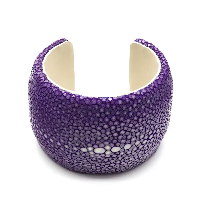 Унисекс из нержавеющей стали широкий кожаный браслет настраиваемый подлинный скат манжеты модный бриллиант аксессуар