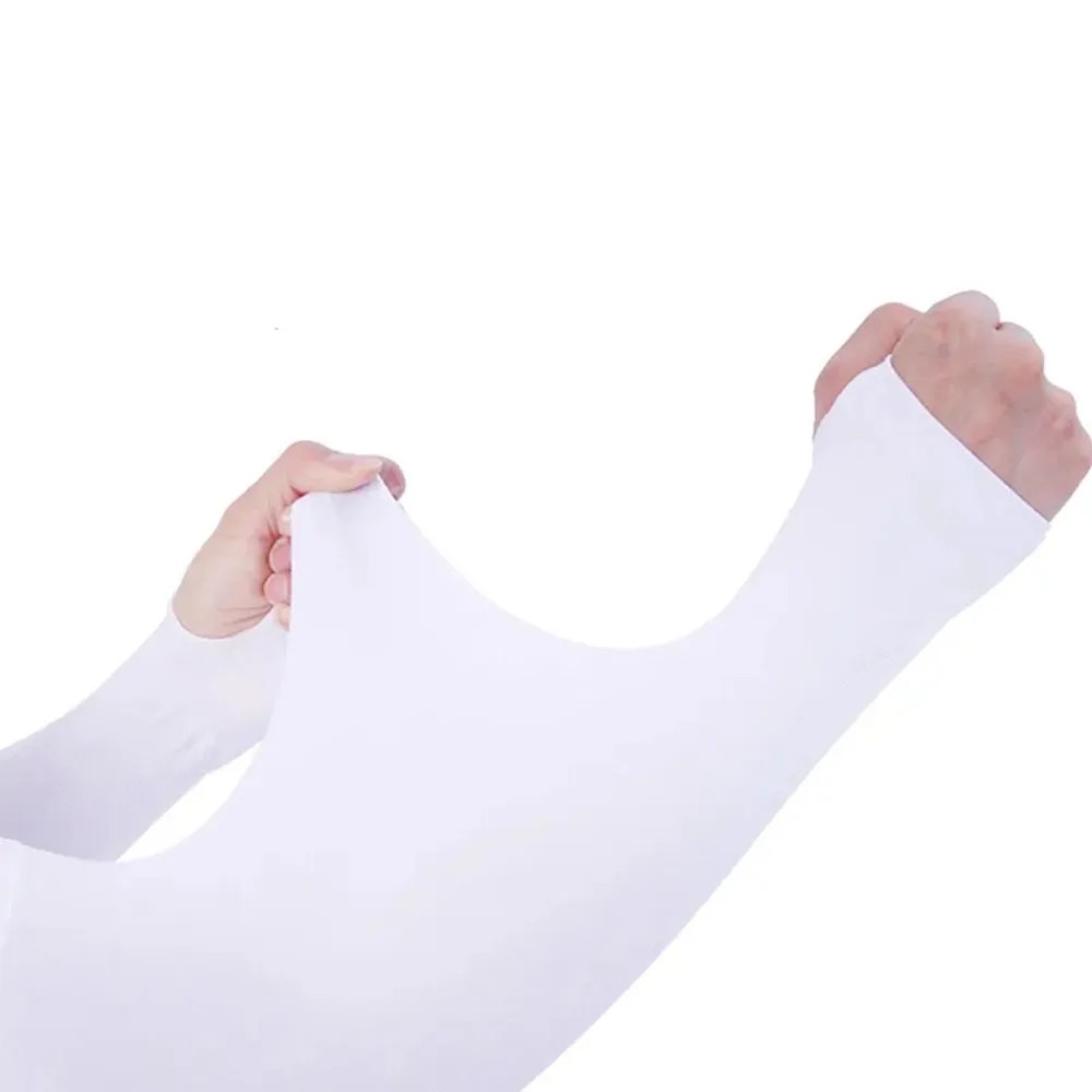 Wholesale 2024 Arrival Men White 100% Polyester Blank Stretchable Cycling Arm Sleeves For Sale Compression Arm Sleeves