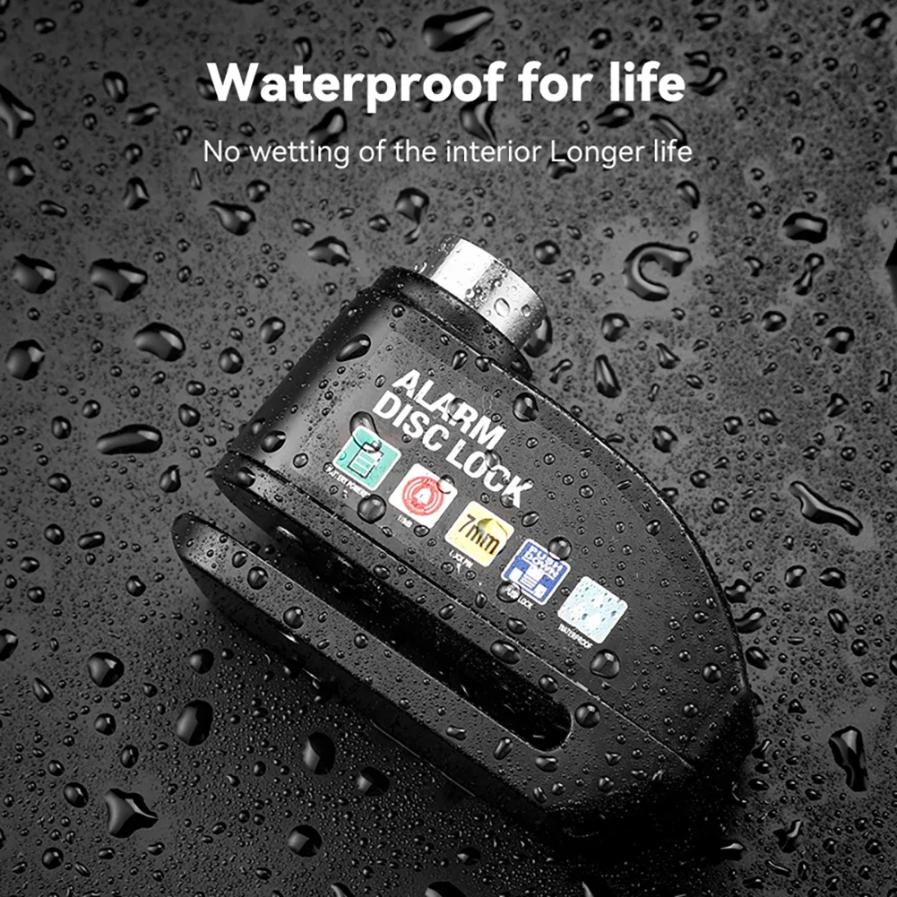 Waterproof Motorcycle Alarm Lock Bike Security Anti-theft Lock Motorbike Mountain bike Disc Brake Lock +Bag+1.5mReminder Rope