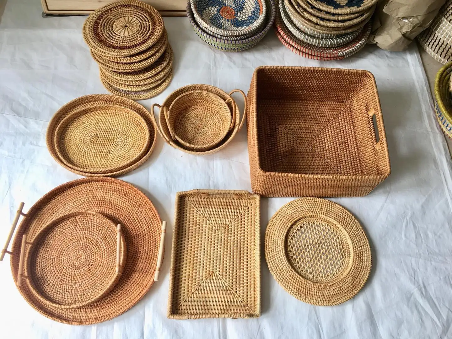 Best price Rattan Trays Handmade Eco-friendly for Decor Home made in Vietnam