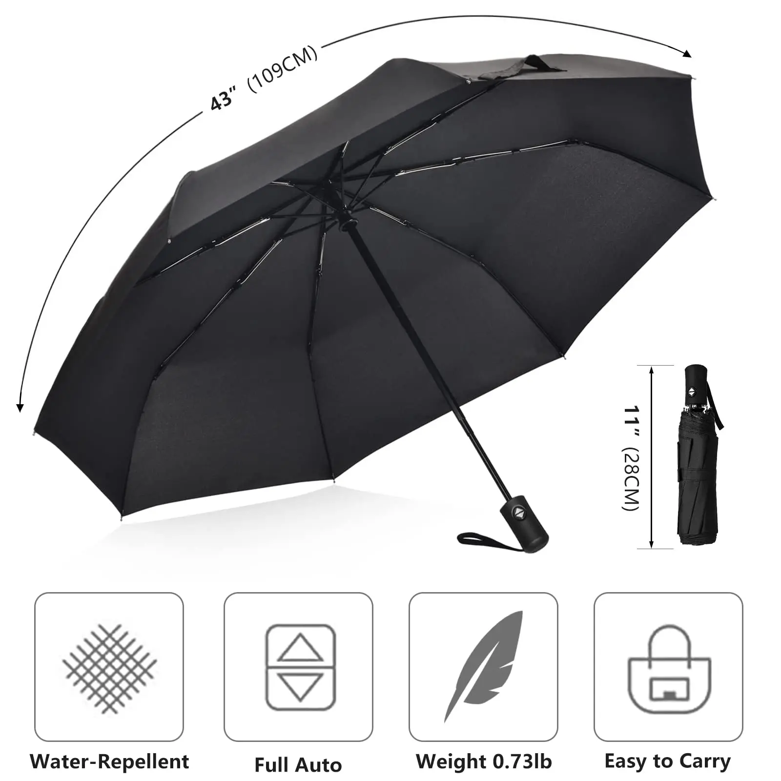 Hot Sale OEM Automatic Folding Umbrella for Rain Business Sun And Wind Protection UV Umbrella