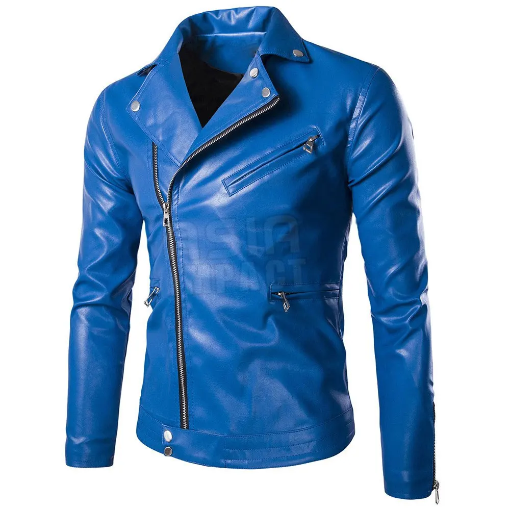 Stand Collar Solid Color Leather Jacket LOW Price New Design Leather Jacket For Online Sale