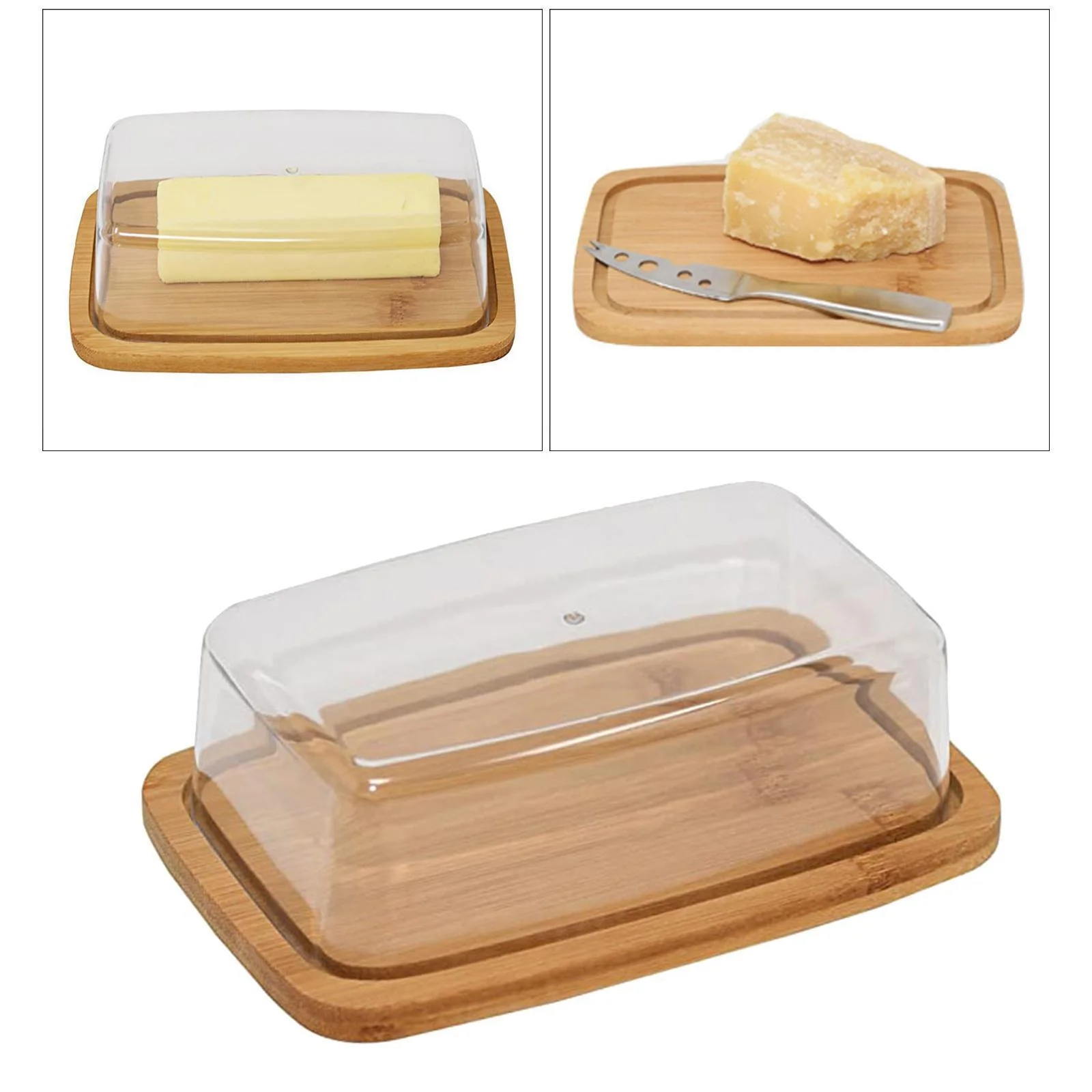 Popular design Wooden Countertop Airtight Butter Container Box Butter Dish kitchen daily ware use butter keeper