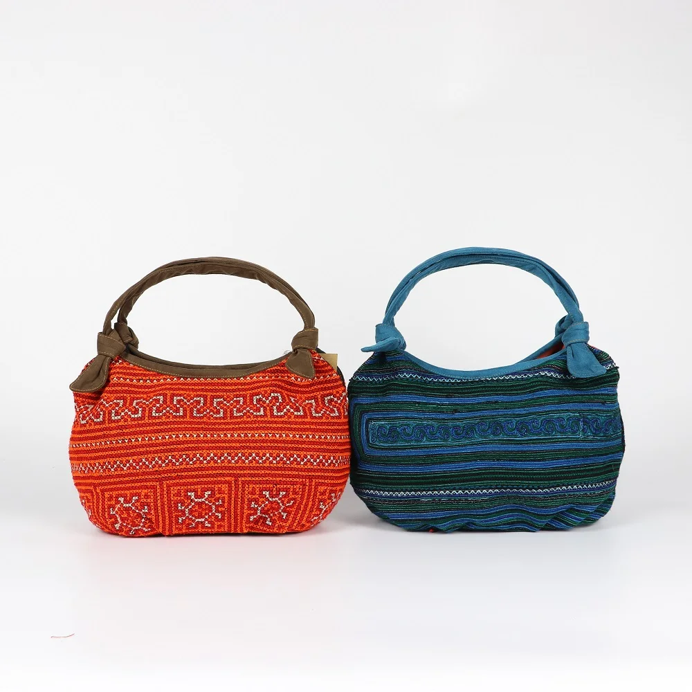 Fashion Snap Button Casual Outside Hand-embroidered Brocade Rectangular Retro Big Rabbit Ear Brocade Bag