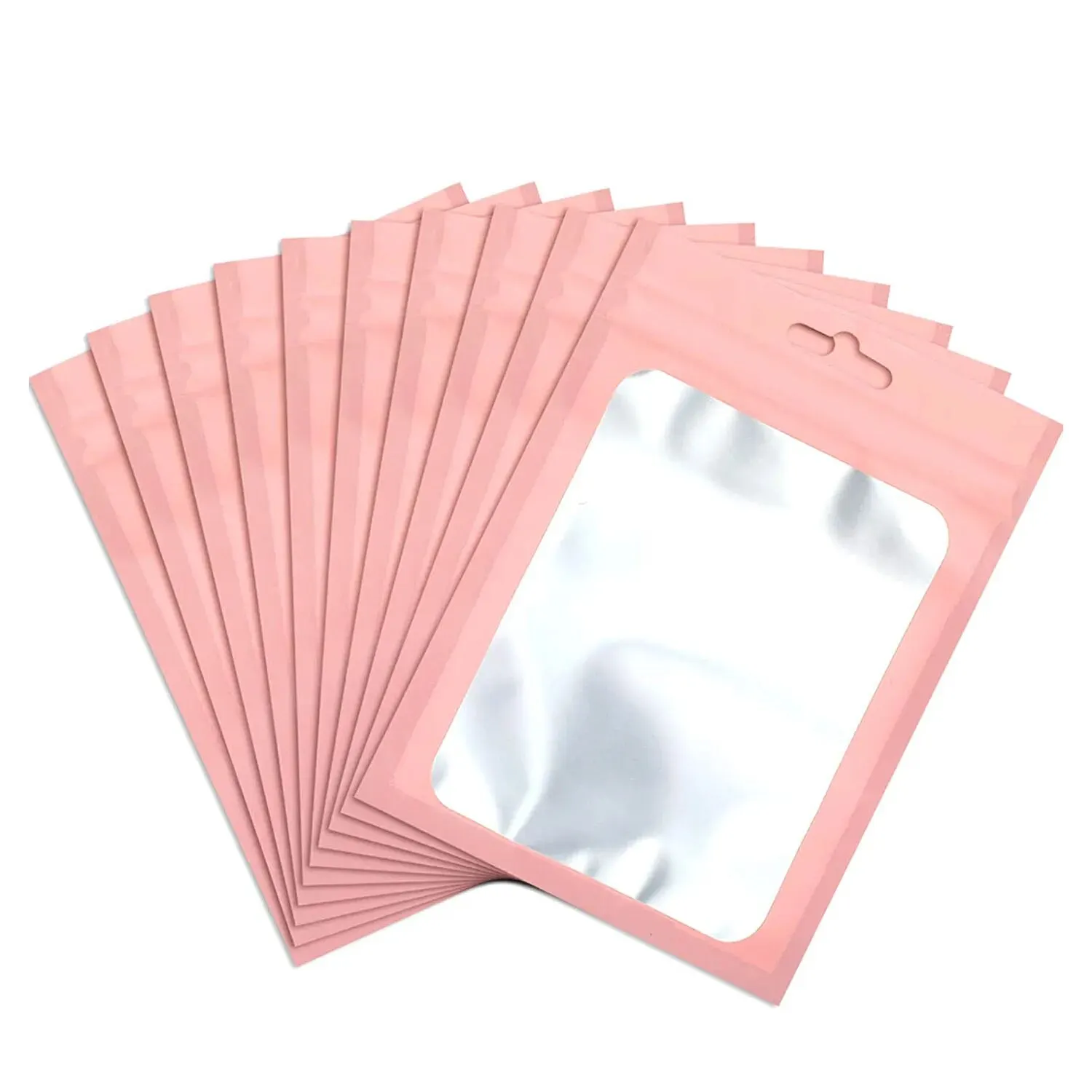 Foray Custom 1/8oz 1/4oz Glossy Matte Smell Proof Zipper Side Clear Cookie Candy Pink Mylar Bags ForJewelry Display Package