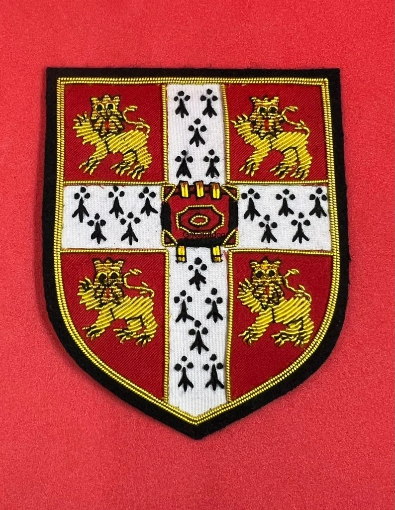 Cambridge University Blazer Badge Hand Embroidered Bullion Wire Cambridge University Patch