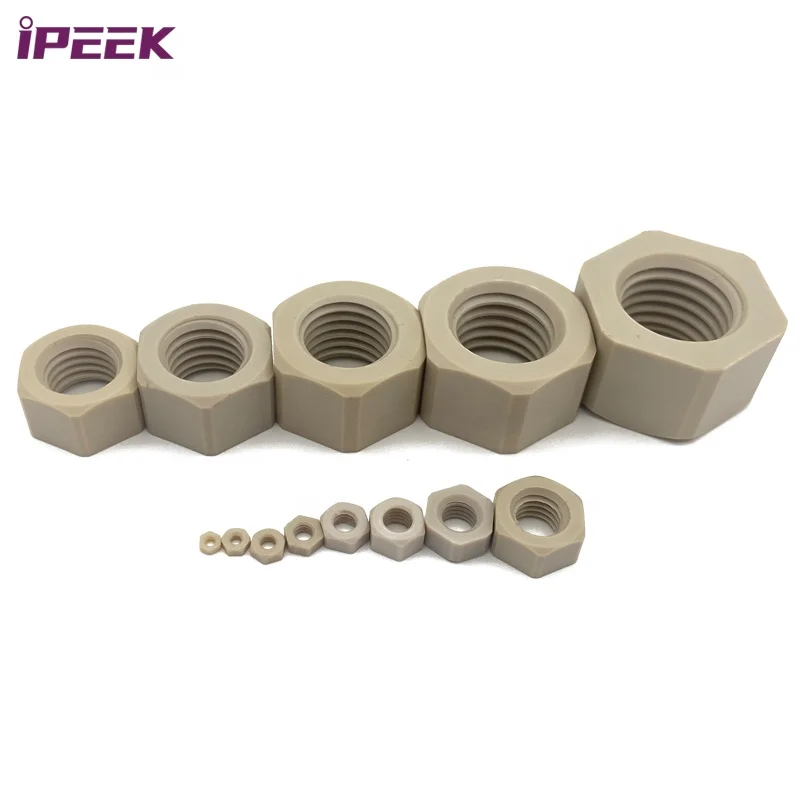 Stock Variety Size Virgin Material Thin Thick PEEK Screw Hex Nut