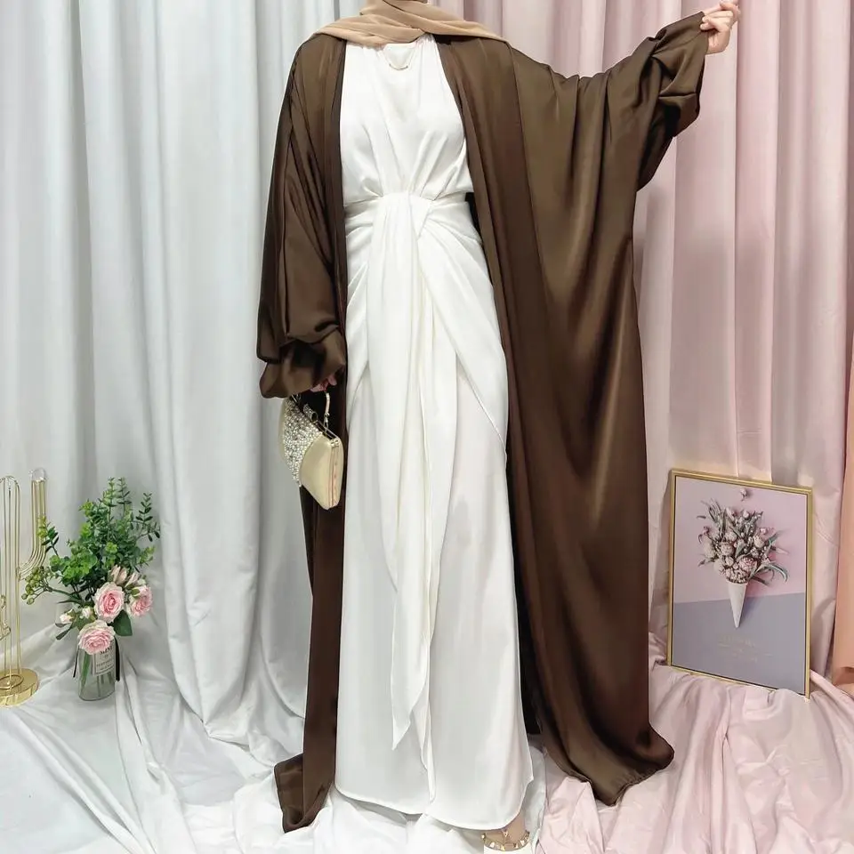 Women Abaya Dubai Islamic Clothing Long Sleeve Satin women Dress