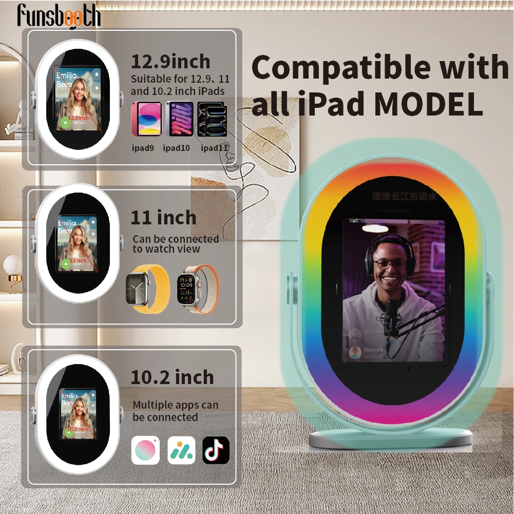 Funsbooth Высококачественный портативный легкий Ipad фотобудка с кольцевым светом для продажи