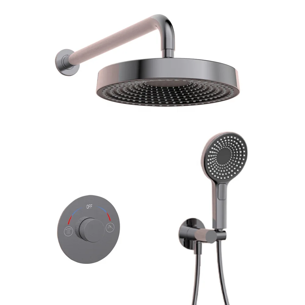Luxury bathroom conceal rainfall shower head shower filter set with PVC hose handheld shower